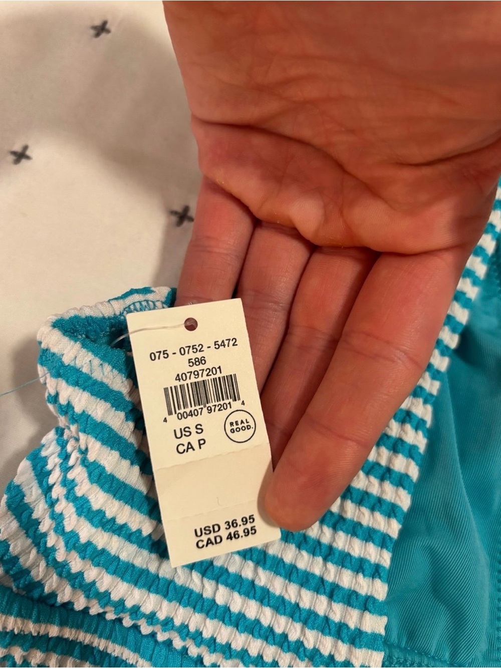 Aerie Crinkle Blue & White Bikini Top - Picture 4 of 5